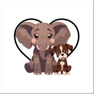 Elephant and Dog Friends Posters and Art